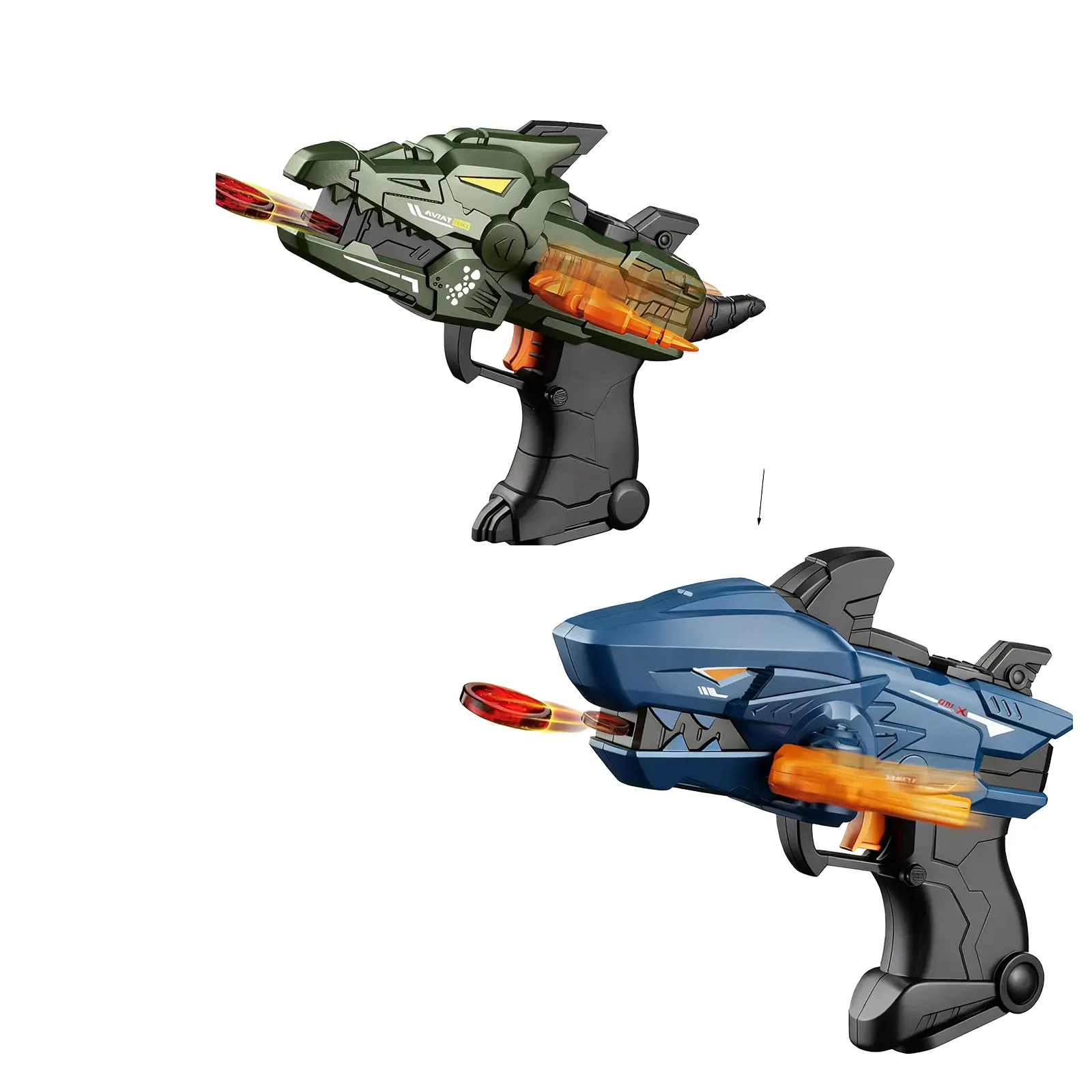 2Pcs Safety Soft Dart Dinosaur Blaster Toy Gun Set, Catapult Launch Shooting Game Toy for Girls & Boys Birthday Christmas Present Age 6 +for Kids Outdoor Interactive Shooting Game