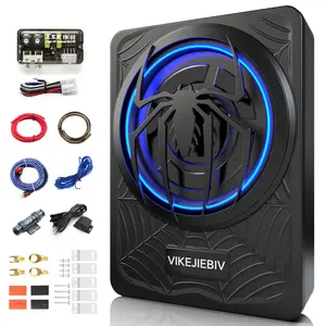 VIKEJIEBIV 1200W Subwoofer, Slim Underseat Car Subwoofer and Amp Package with Ambient Light, Individual Control for Low Pass/Gain/Boost Bass, Loud Stereo Sound, Deep Bass, Car Truck Accessory Perfect for Truck/SUV/Jeep/MPV