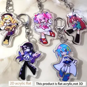 Puella Magi Madoka Magica Anime Keychain - Kaname Akemi Homura Miki Sayaka Tomoe Mami Kyoko Pendant - Kawaii Keyrings Birthday Gifts – Cute Acrylic Keychain Charms, Perfect Gift for Fans & Collectors