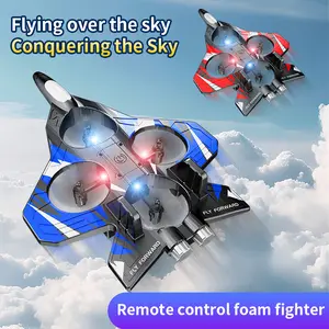 Foam RC Airplane with Cool Led Light, 360° Flip and Headless Mode, Remote Control Airplane RC Plane for Kids Adults Aged 6+, RC Flying Toy for Kids, Birthday Gift Stunt Fighter Jet Drone aircraft Colorful