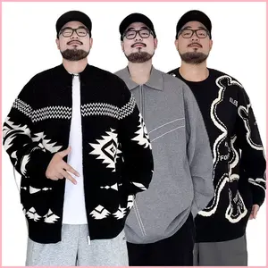 Large Size Knitted Sweater Men's Cardigan Coat Jacket Autumn And Winter New Style