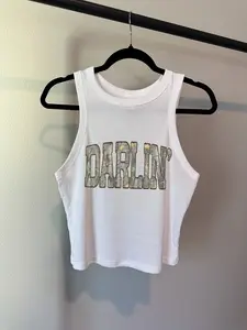 Camo Darlin' Vintage Y2K Crop Tank Top, Gift For Graphic Womenswear Crewneck Tee