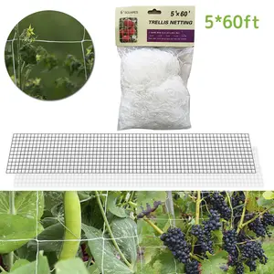 Flora Trellis Netting Polyester FloraClimbing Net Garden Trellis Netting with Square Mesh Flora Support Mesh for Climbing Floras Vegetables Fruits Flowers 5*60ft