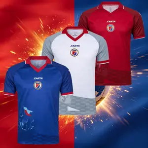 2026 Haiti National Home And Away Blue White And Red Short Sleeve Soccer Jersey Fans Version Breathable