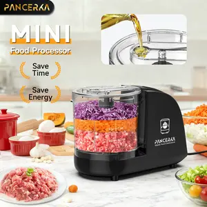 PANCERKA Electric Vegetable Chopper, Food Processor, Electric Food Chopper, Blenders for Kitchen, 2 Cup Mixer Grinder, for Dicing, Mincing, and Puree, Black