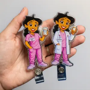 Funny Pharmacy Sparkly Retractable Badge Reel Cute Pharmacist ID Holder For Pharmacy Technician PharmD Student Work Accessory