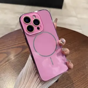 Compatible with iPhone 17 Pro Max/ 17 Pro/16/15/14/13/12 Pro Max Phone Case Magnetic phone case Electroplating protective cover phone case hlk04