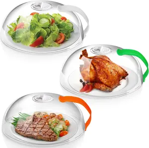 3-Pack Microwave Food Cover with Steam Vents,Prevents Splatter and Keeps Microwave Clean Containers Kitchen Plastic Utensils
