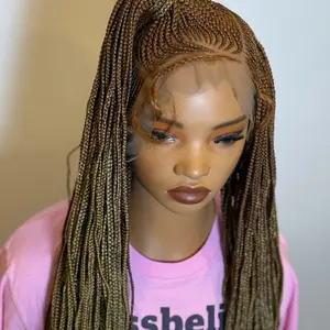 Jessbeline Fulani updo Braided Wig with Lace frontal for Women brown blonde