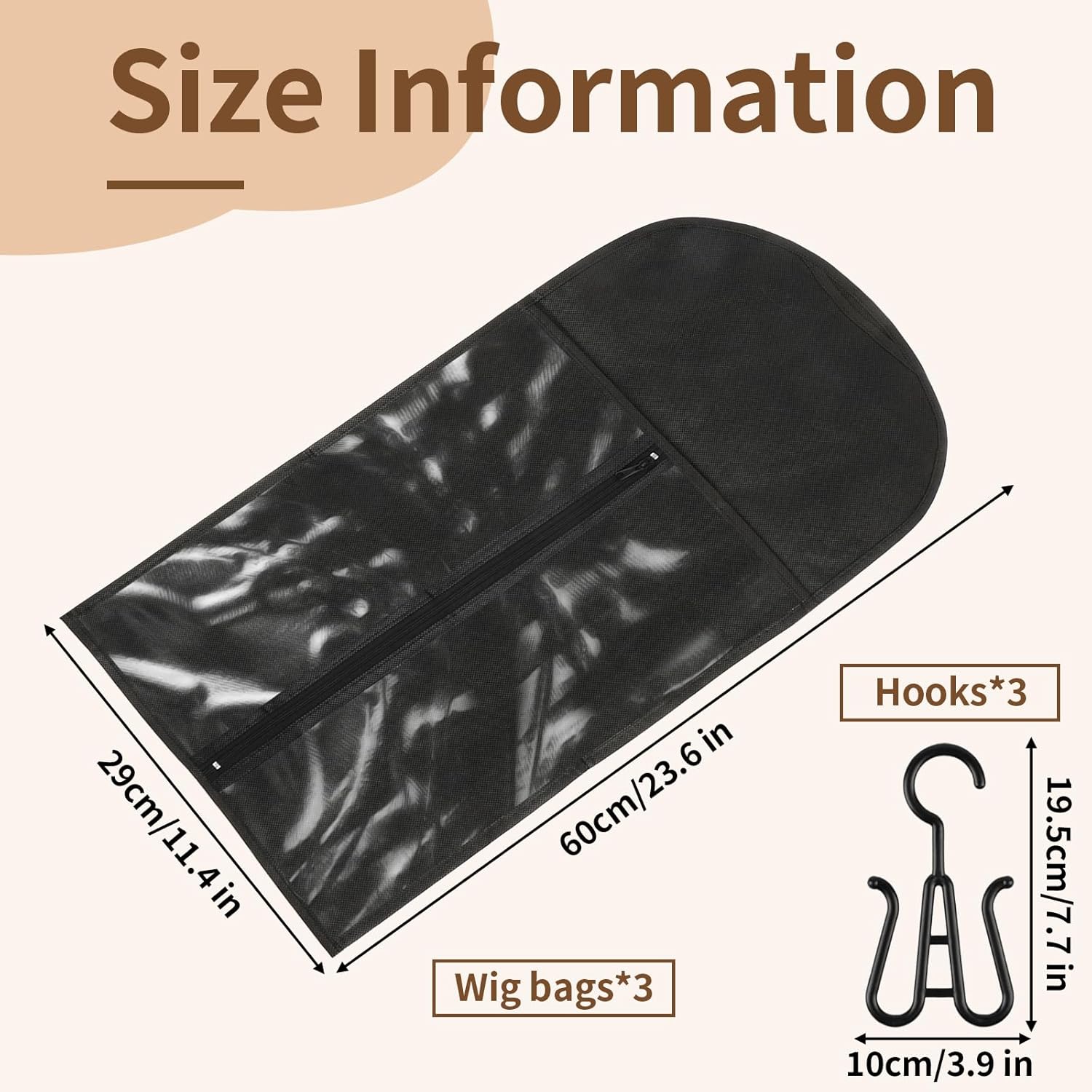 6/12 Pcs Wig Storage Bags with Hangers & Tags, Dust-Proof Organizer for Multiple Wigs, Hair Extensions & Accessories, Ideal for Home, Travel & Closet Storage
