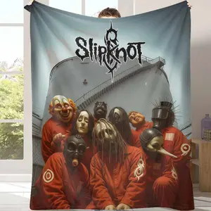 Slipknot Band Flannel Blanket,Masked Group Portrait Pattern,UltraSoft, Lightweight, Warm,Fuzzy,AntiPilling,Perfect for Concerts, Music Festivals,Halloween Parties,Home Decor,or a Unique Band Fan Gift.