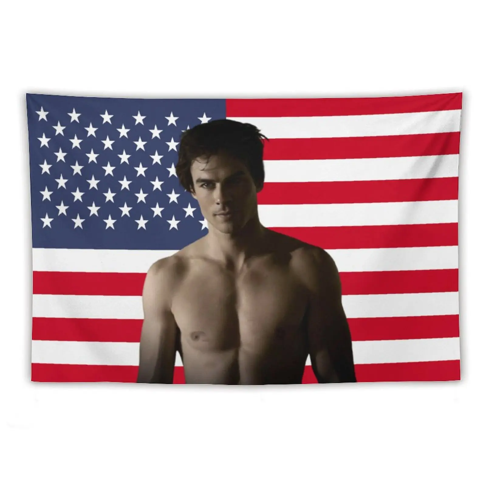 Damon Salvatore Ian Themed Decorative Watercolour Full-Print Rectangular Strong Polyester Tapestry Wall Hanging, Hand-Washable Home Supplies Home Decor for Bedroom & University Dorm Gift, Indoor/Outdoor Use
