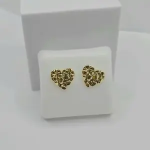 Gold Nugget Heart Earrings