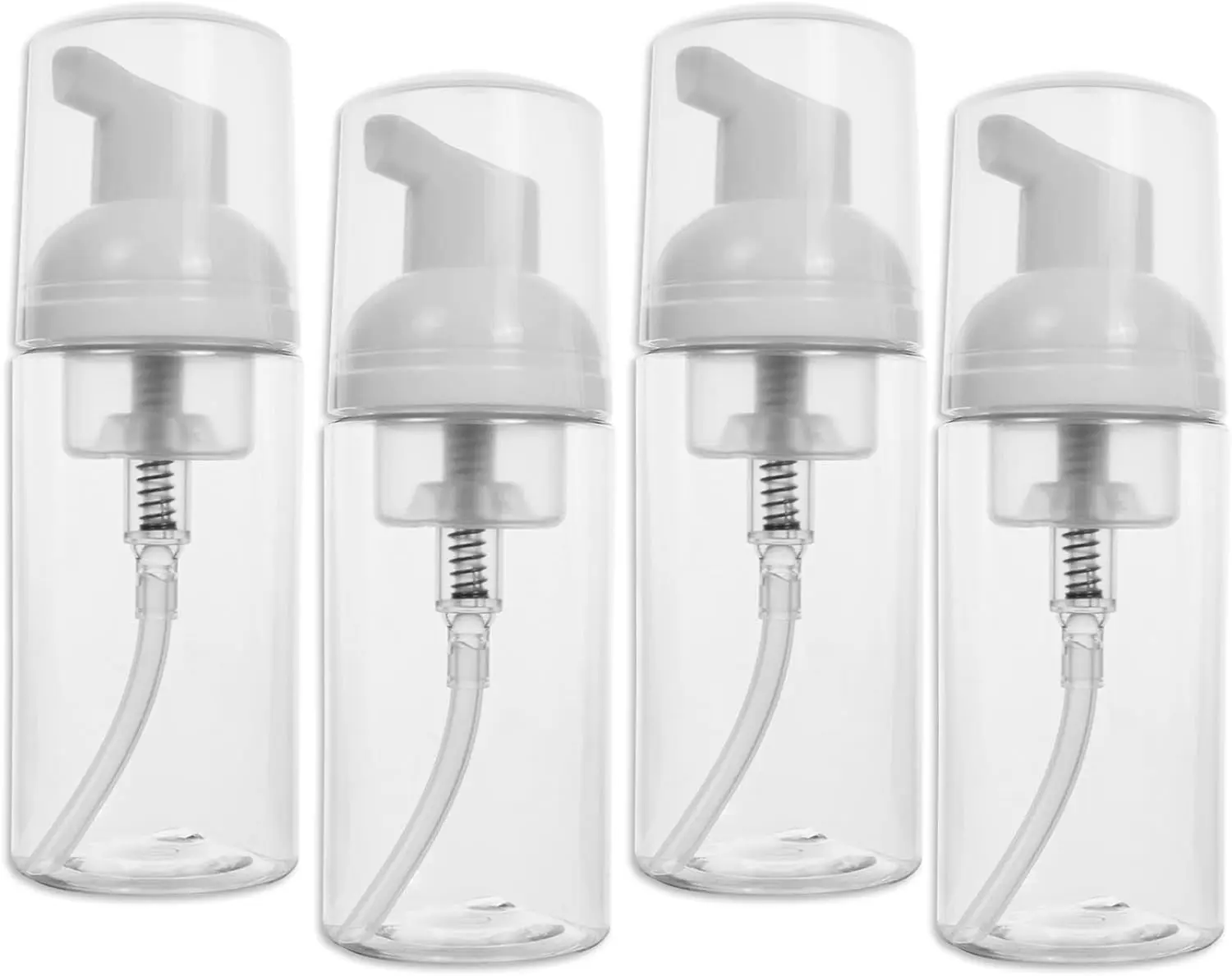 2oz Travel-Sized Foaming Pump Bottles, 4 count Empty  Pump Bottle, Refillable Travel Size Mousse Bottle, Hand Soap Shampoo Lash Shampoo Foaming Soap Dispenser, (Clear)