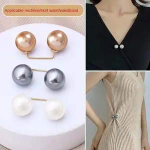 3PCS Hot Sell Tighten Waist Buckle Alloy Brooch Pin Clip Artificial Pearl Adjustable Button Accessories Buttons for Clothing Adjustable Clips