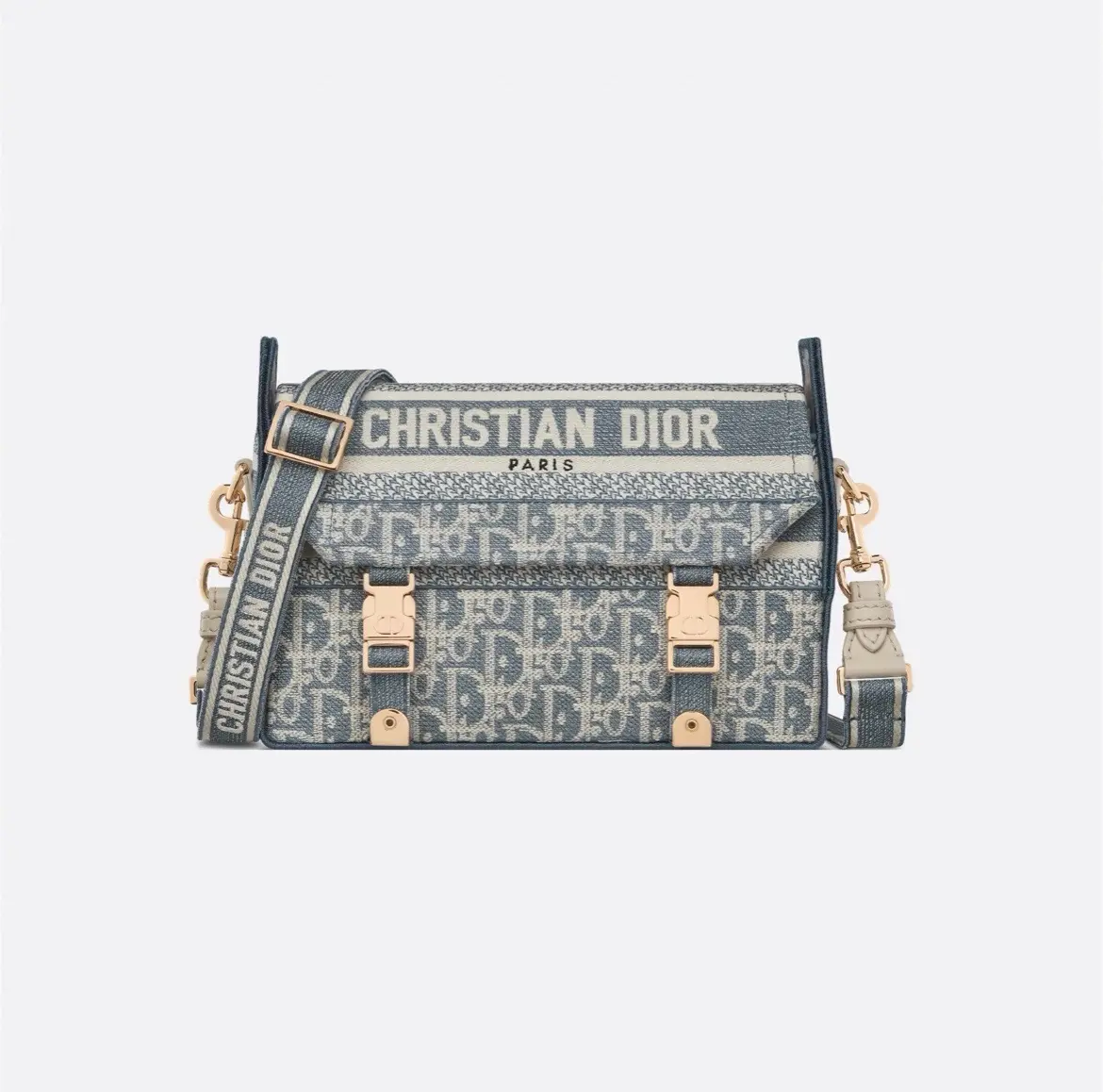 Pre-owned Dior Camp Small Blue Grey Embroidered Messenger Bag Crossbody Bag (SKU: 2605003)
