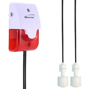 High Low Water Level Sensor Detector Alarm 120 dB Red Strobe Siren Adjustable Alarm Volume Sump Bobber Water leak Sensor 16.4ft Probe Cord Suitable for Water Tank Aquarium Swimming Pool Basement