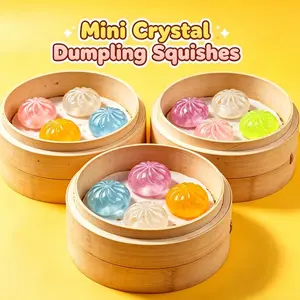 6 Box New Crystal Glitter Baozi Steamer Stress Relief Toy, Squishies Fidgets, Simulation Squeeze Ball, Soft Safe Multicolor Hand Stress Relief, Random Color Style
