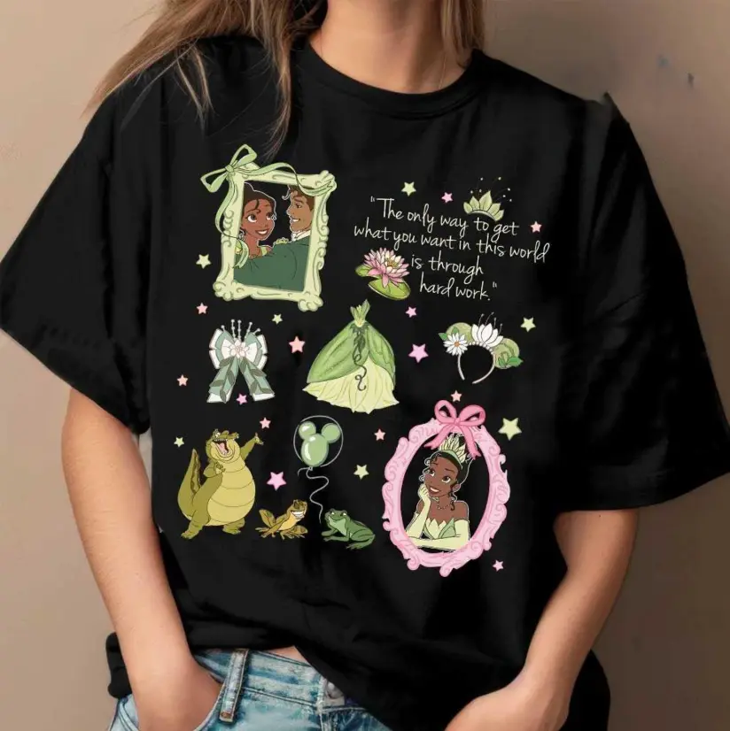 Coquette Bow The Princess and the Frog Princess Tiana Shirt, Girl Trip Shirt, Birthday Girl WDW Family Vacation Tee