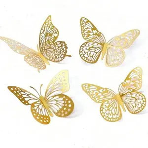 36pcs Butterfly 3D Wall Stickers, 3 Sizes Decorative Butterflies for Parties, Gifts, Bouquets, Cake Decoration, Room Decor (, H Type)