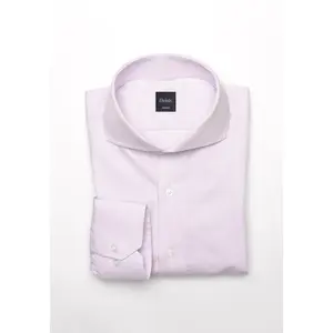 Soft Pink Pinstripes Pima Cotton Shirt - Cutaway Extreme Collar - Wrinkle Resistant