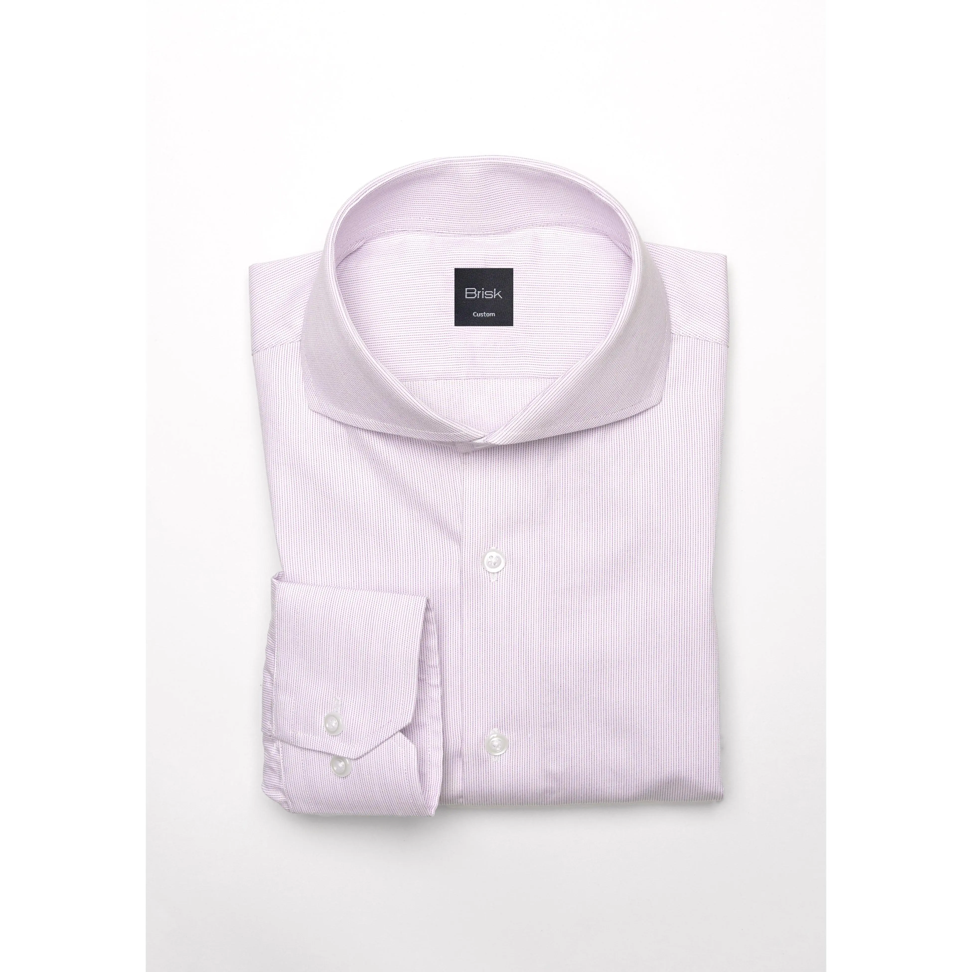 Soft Pink Pinstripes Pima Cotton Shirt - Cutaway Extreme Collar - Wrinkle Resistant