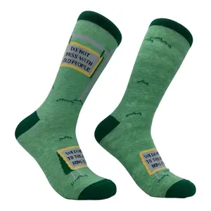 Women's Do Not Mess With Old People We Didnt Get to This Age By Being Stupid Socks Funny Older Joke Footwear Funny Graphic Socks Comfortable Fitted Spandex Cotton