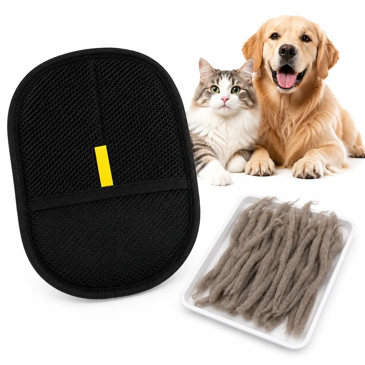 Pet Hair Remover Glove for Cats & Dogs, Reusable Electrostatic Pet Hair & Lint Remover for Couch, Carpet, Clothing, Furniture, Bedding & Car Seats, Designed for Horizontal Use