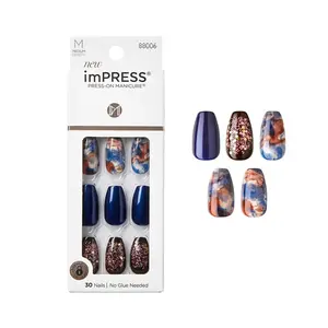KISS imPRESS Press-On Manicure Fake Nails – Indigo Autumn