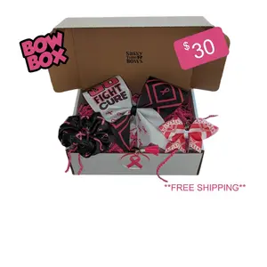 Breast Cancer Awareness - Cheer Bow Box - Pink and Black Bow