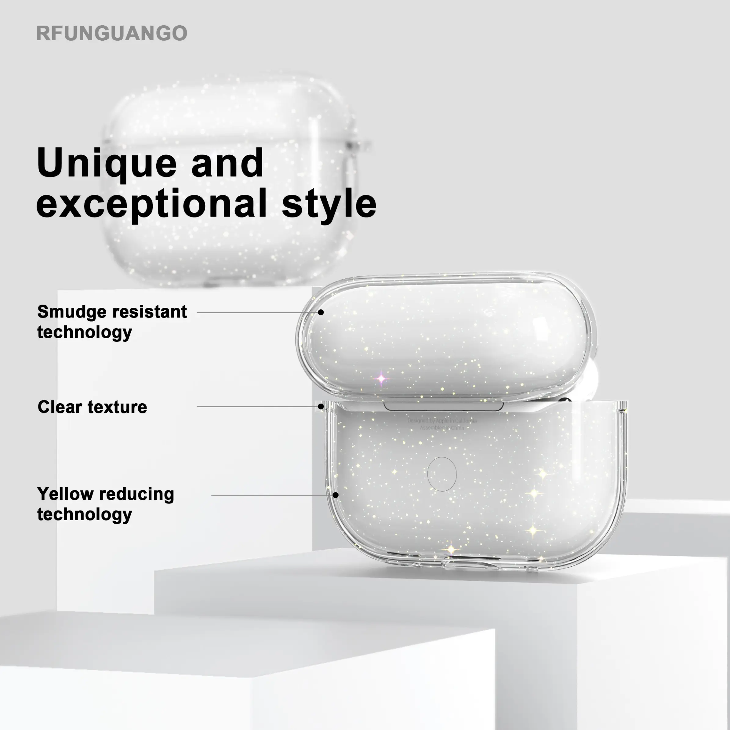 R-Fun AirPods Pro 3 Case, Audio Headphone Military Grade Shockproof Protection Transparent Cover, Flip-Top Design with Cleaning Kit Included