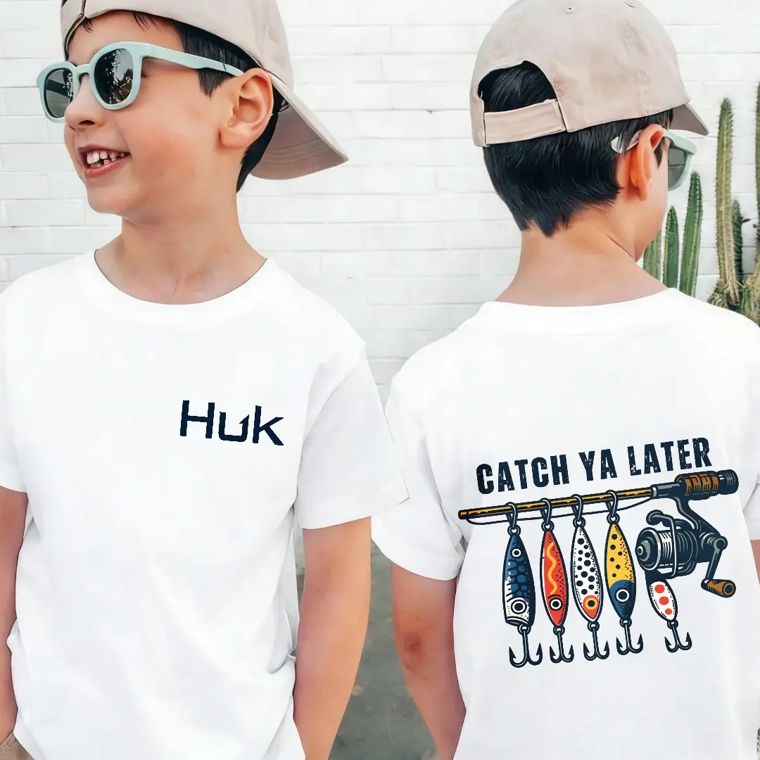Short-Sleeved T-Shirts For Young Boys In The School Season, Short-Sleeved T-Shirts For Boys With Patterns Printed On Outdoor Fishing Gear, T-Shirts For Leisure And Comfort With Round Neck, Breathable And Light, Suitable For Spring/Summer