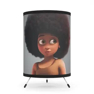 Cute Brown Girl With Puffy Afro Tripod Lamp, US\CA plug