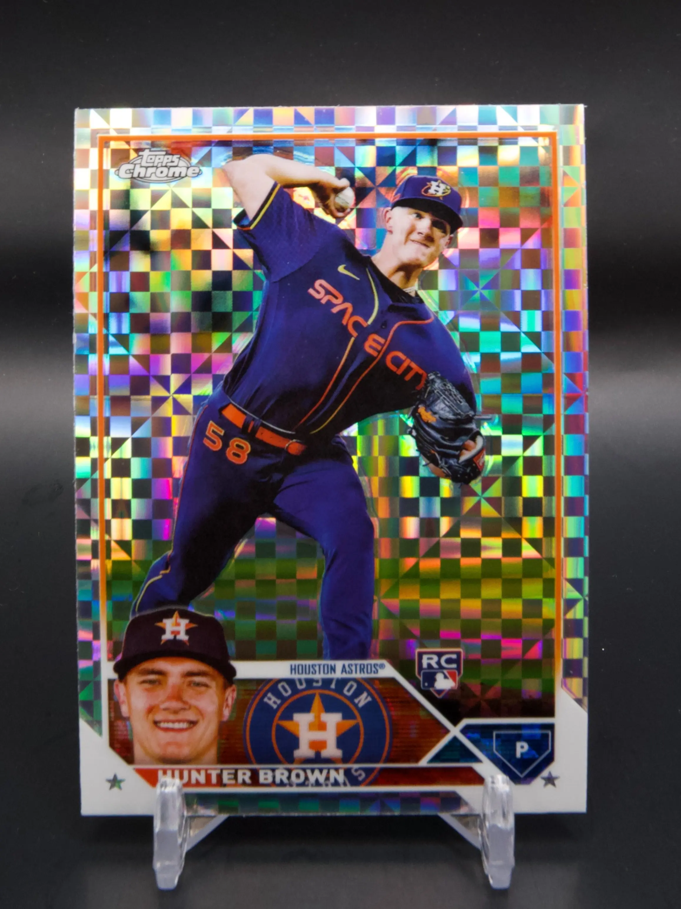 Topps 2023 Chrome Series #197 Hunter Brown Holographic X-Fractor Rookie RC Sports Trading Card - Collector’s Item, Rookie Card, 2023 Topps Chrome #197, 2023 Topps Chrome Series