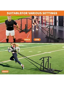 Weight Sleds For Training, Heavy-Duty Push Pull Sled With Adjustable Height Handle For Workout Fitness, Running Speed, Football, Strength, Fits 1" & 2" Weight Plates, Black