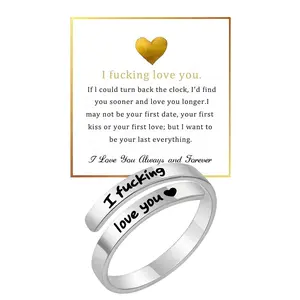 I Fvcking Love You Ring Adjustable Tarnish-Free Hypoallergenic One Size Fits All Daily Reminder Gift for Significant Others 1pc