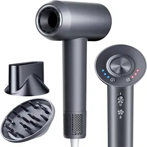 Hair Dryer,160000 RPM High-Speed Brushless Motor Negative Ionic Salon Blow Dryer for Fast Drying, Low-Noise Design & Advanced Heat Control to Prevent Heat Damage（Frosted Gray）