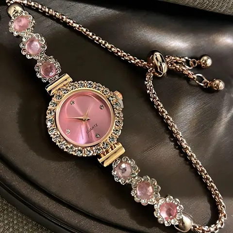Women's Elegant Fashion Faux Crystal Decorated Quartz Watch, Analog Quartz Movement, Elegant Analog Dial, for Party, Daily Decor, Trendy All-match Exquisite Birthday Gift, Fashion Jewelry Analog Watch, Fashionable Watches (No Box)
