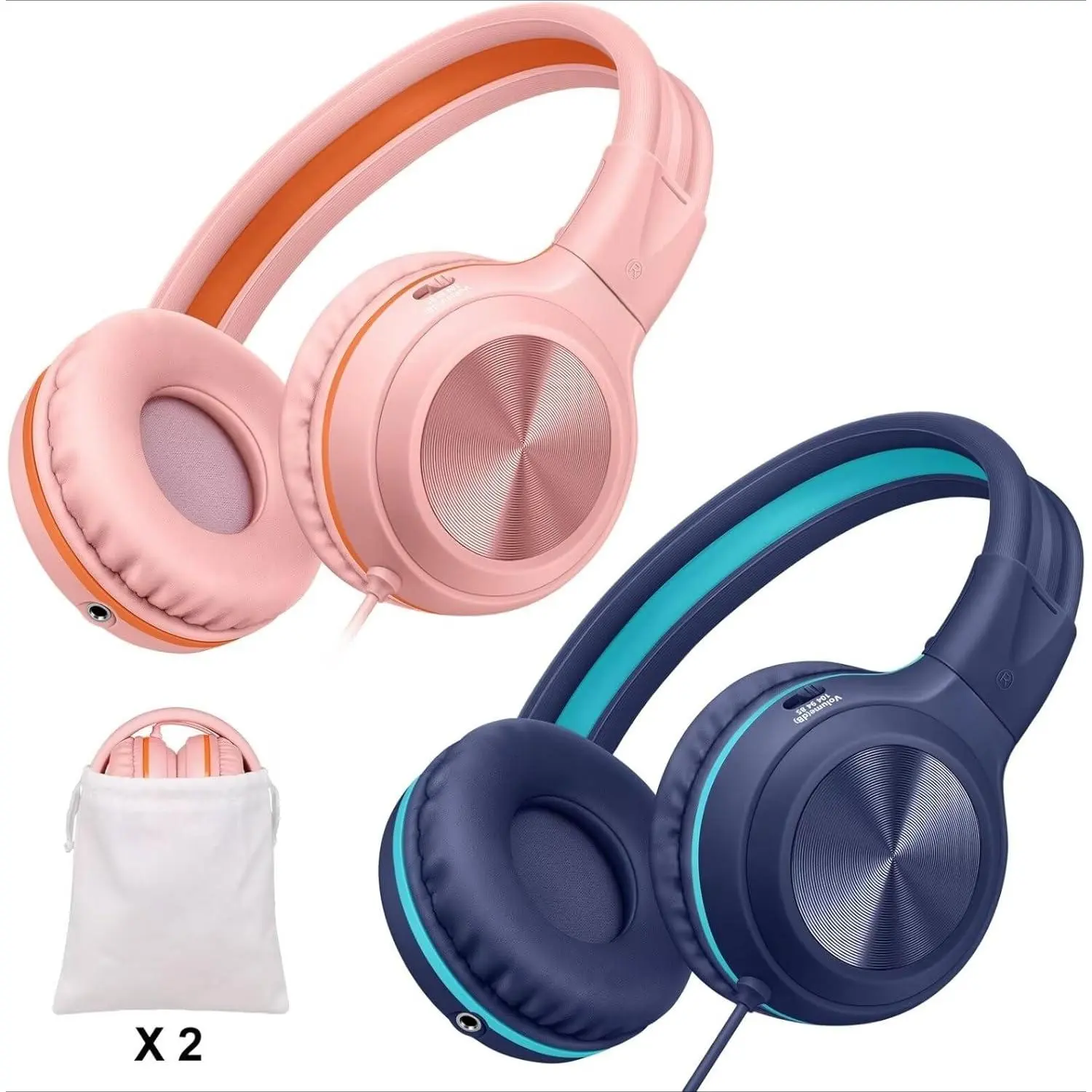 P-HPS02 Kids Wired Folding Electronic Headphones with Microphone, 3-Level Volume Control, Adjustable Headband, On-Ear 3.5mm Plug, Premium Passive Noise Isolation, Stereo Headset for Teens (Green, Compatible with PC & Laptop)