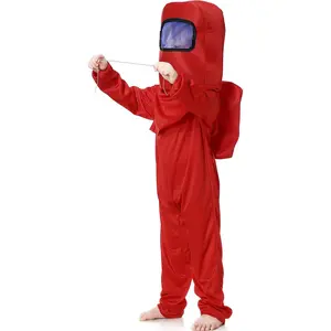 L-JLY021   Kids Astronaut Costume Game Space Suit Red Blue Jumpsuit Halloween Backpack Cosplay Costumes for Boys Kids Aged 3-10