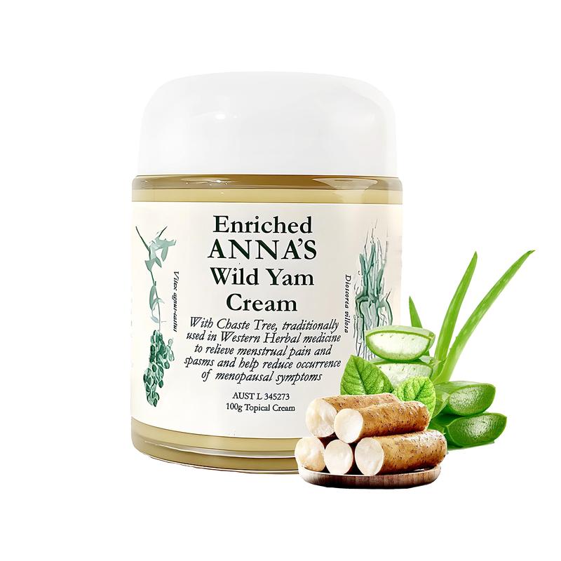 Enriched Anna's Wild Yam Cream Organic for Hormone Balance Women's Support for Perimenopause & Menopause All Skin Types 10g Topical Cream