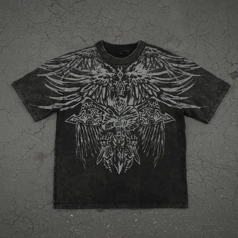 Men's Oversized Ethical Production Streetwear Cotton Short-Sleeve Berserk Print T-Shirt - Unisex Loose Casual Anti-Fading Comfortable Top for Daily Wear