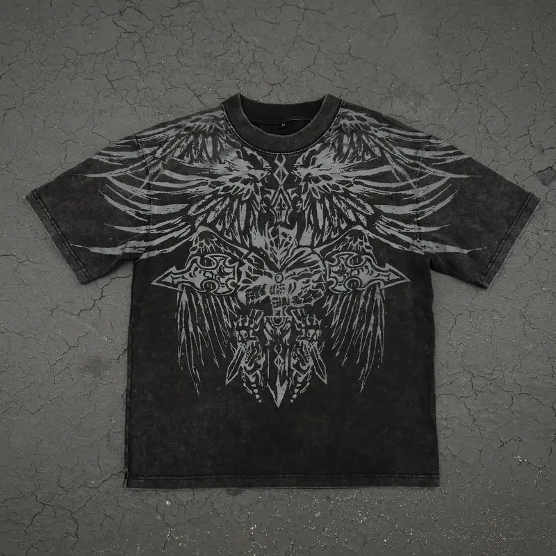 Men's Oversized Ethical Production Streetwear Cotton Short-Sleeve Berserk Print T-Shirt - Unisex Loose Casual Anti-Fading Comfortable Top for Daily Wear