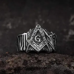 GTHIC Unisex Classic AG Symbol Stainless Steel Ring Vintage Jewelry For Daily Wear