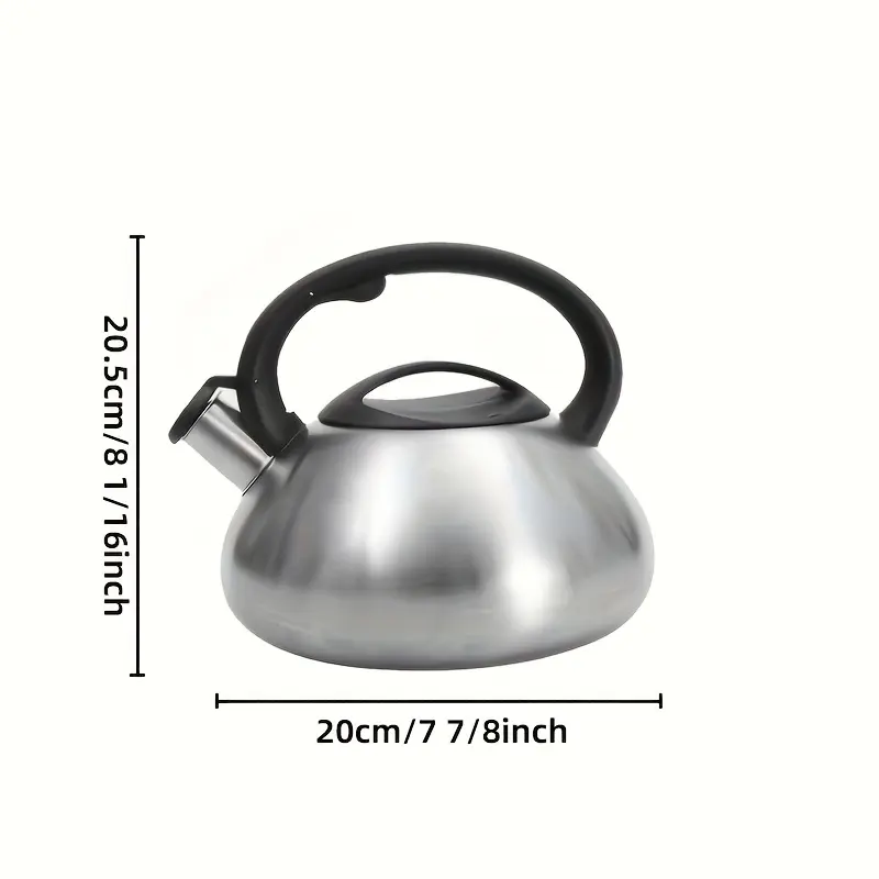 1pc Large Capacity Stainless Steel Teapot Jug with Handle - Classic Round European Style Kitchenware, Durable, Easy to Clean, for Home Camping Camp Kitchen Use, 201 Steel, 3L, Easy Clean, European Round, One-Piece