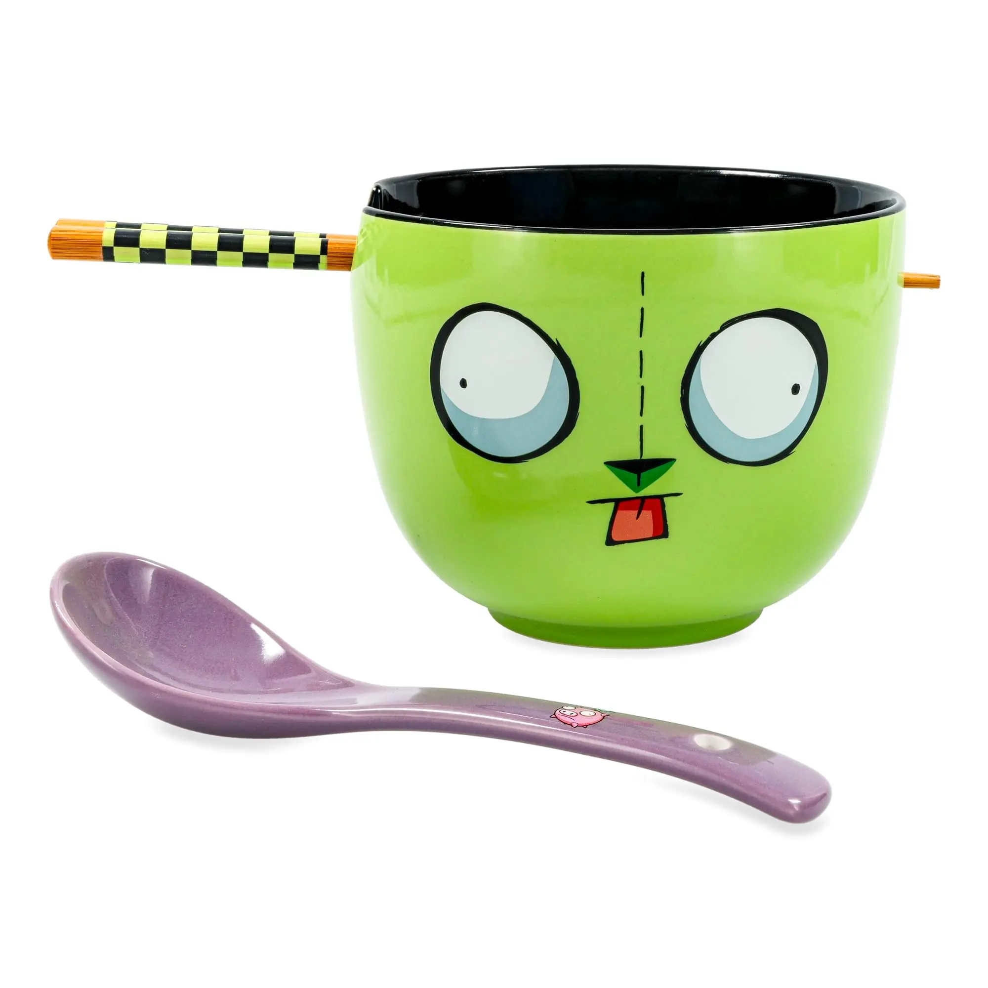 Invader Zim GIR Ceramic Ramen Bowl, Chopstick, and Spoon Set Invader Zim GIR Ceramic Ramen Bowl, Chopstick, and Spoon Set
