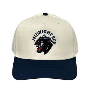 Midnight Run Panther Embroidered Athletics Adjustable Unisex Baseball Snapback Hat Two tone & Solid