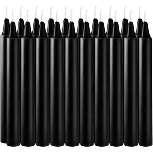 20 count Unscented Black Mini Taper Candle, 4 Inch Tall x 1/2 Inch Diameter,  for Casting Chimes, Rituals, Spells, Vigil, ,  Supplies, Wax Play & More