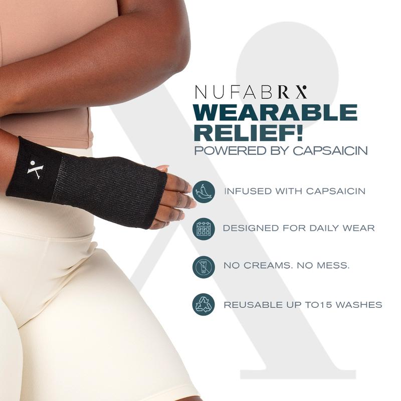 NUFABRX Capsaicin Infused Wrist Compression Sleeve for Pain Relief