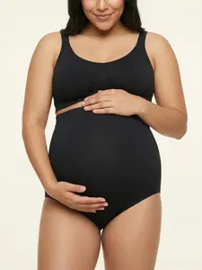 3-Pack Plus Size Maternity Underwear Shorts, High Waist Seamless Soft Support Panties, Pregnancy Comfortable Tummy Control Briefs